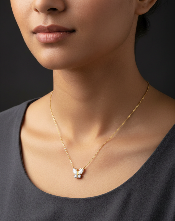 MARKİZ TAŞLI KELEBEK KOLYE - Görsel 2