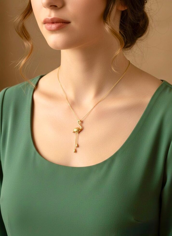 FLAMİNGO FİGÜRLÜ KOLYE - Görsel 2