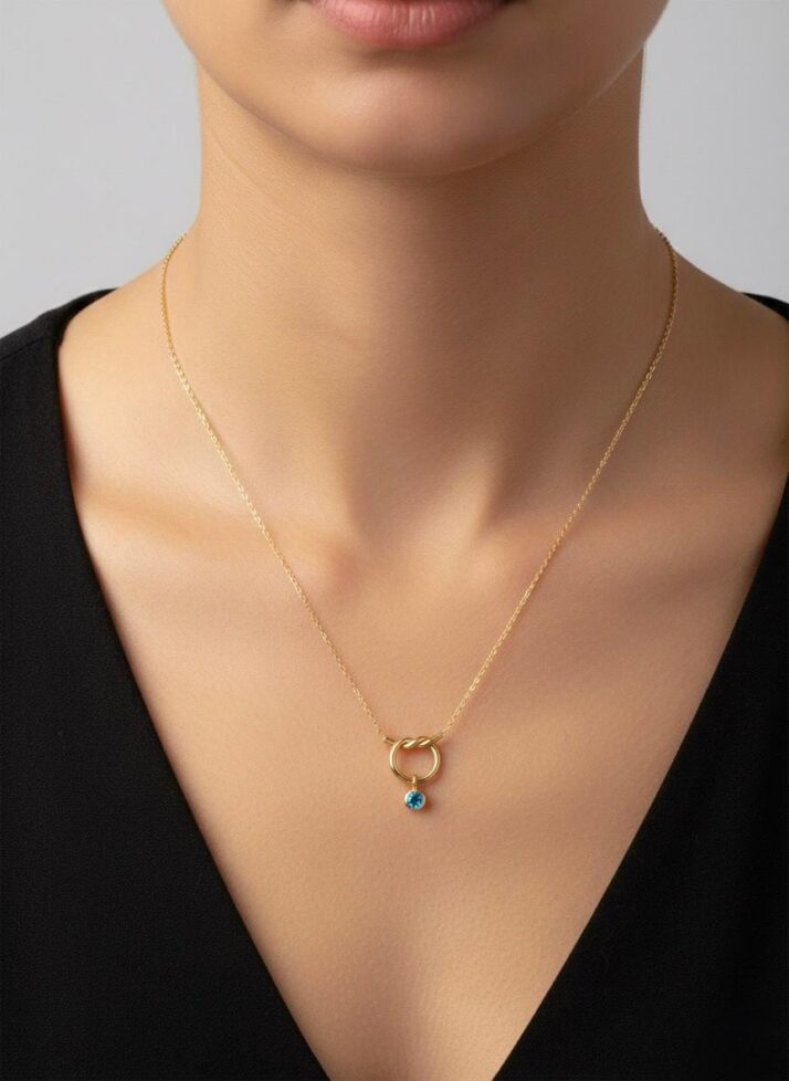 MAVİ TAŞLI DÜĞÜM KOLYE - Görsel 2