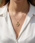 TEK TAŞ DETAYLI KALP KOLYE UCU - Görsel 2