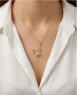 TELKARİ İŞLEMELİ KELEBEK KOLYE UCU - Görsel 2