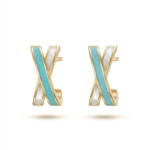 CETAŞ MİNİMA TURKUAZ X FORMLU ALTIN KÜPE