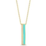 CETAŞ MİNİMA TURKUAZ MİNELİ VE TAŞLI ÇUBUK ALTIN KOLYE