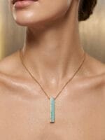 CETAŞ MİNİMA TURKUAZ MİNELİ VE TAŞLI ÇUBUK ALTIN KOLYE - Görsel 2