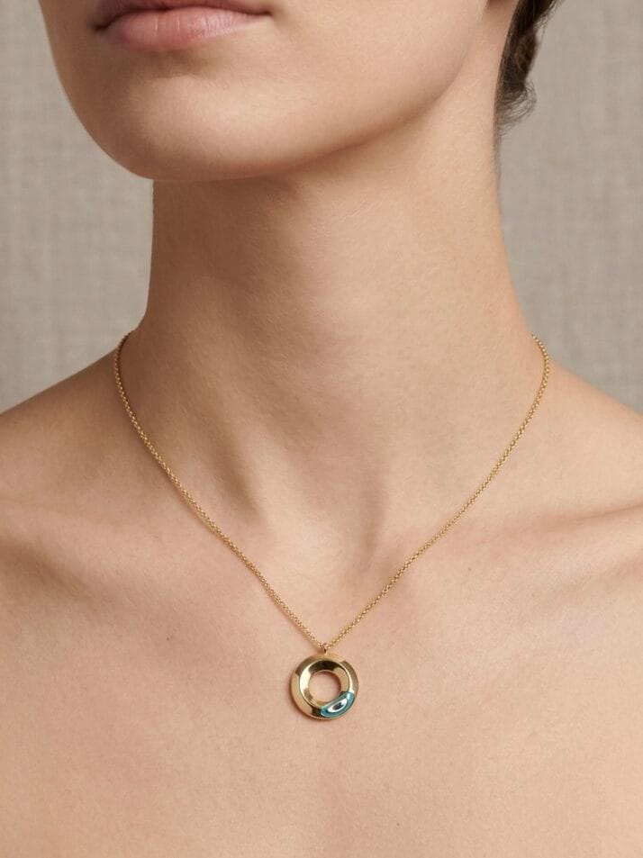 CETAŞ FORTUNA NAZAR DETAYLI ALTIN KOLYE - Görsel 2