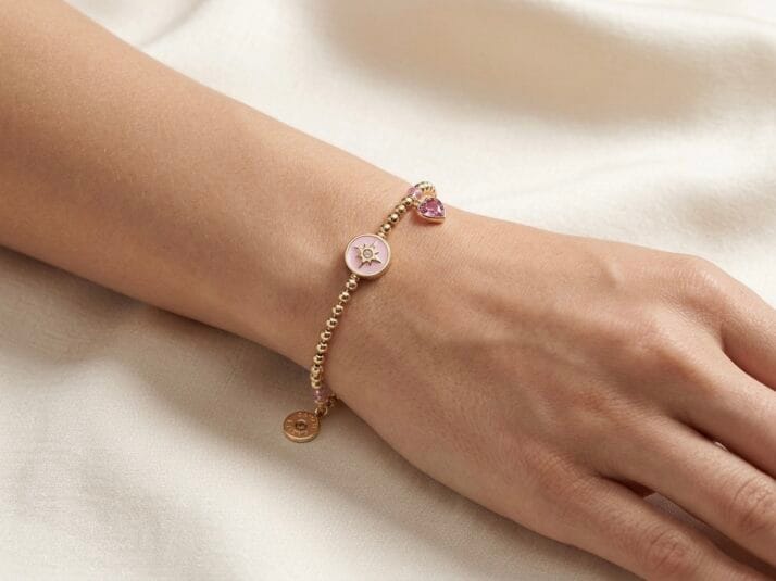 CETAŞ PEMBE MİNELİ KUTUP YILDIZI ALTIN BİLEKLİK - Görsel 2