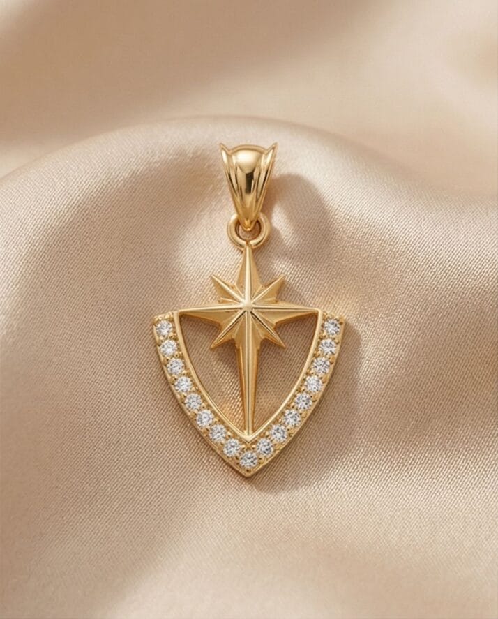 ALTIN TAŞLI KALKAN KOLYE UCU - Görsel 2