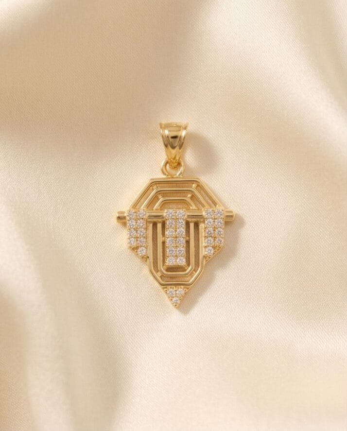 ART DECO FORMLU TAŞLI KOLYE UCU - Görsel 3