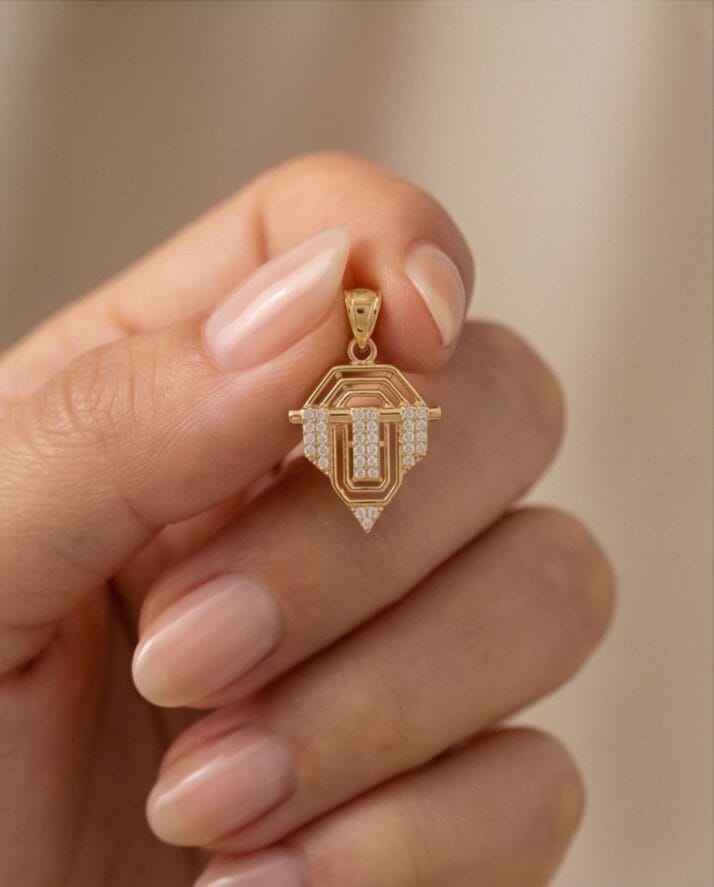 ART DECO FORMLU TAŞLI KOLYE UCU - Görsel 2