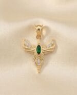 ALTIN ZÜMRÜT YEŞİLİ TAŞLI KOLYE UCU - Görsel 2