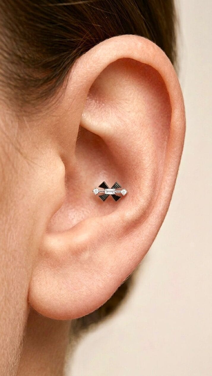 ALTIN BAGET PIRLANTA PİERCİNG - Görsel 2