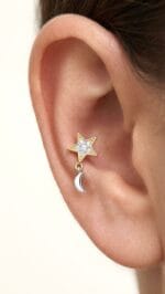 ALTIN AY YILDIZ SALLANTILI PİERCİNG - Görsel 2