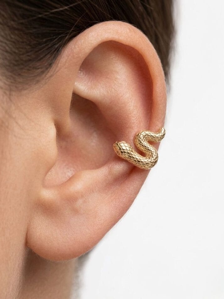 MİSTİK FİGÜR YILAN ALTIN PİERCİNG - Görsel 2