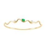 YEŞİL TAŞLI DALGALI ALTIN KELEPÇE