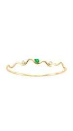 YEŞİL TAŞLI DALGALI ALTIN KELEPÇE