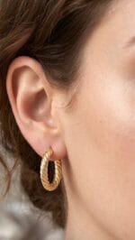 TWİST HALKA ALTIN KÜPE - Görsel 2