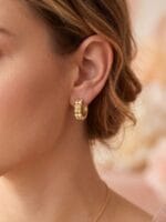 PİRAMİT DOKULU ALTIN KÜPE - Görsel 2