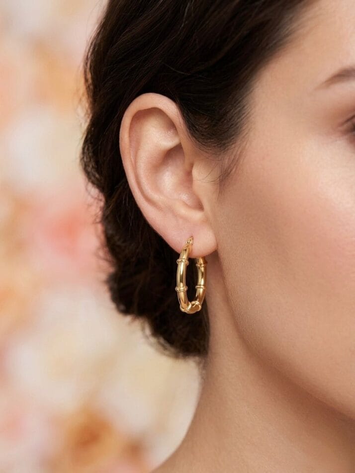 BOĞUM DETAYLI ALTIN KÜPE - Görsel 2