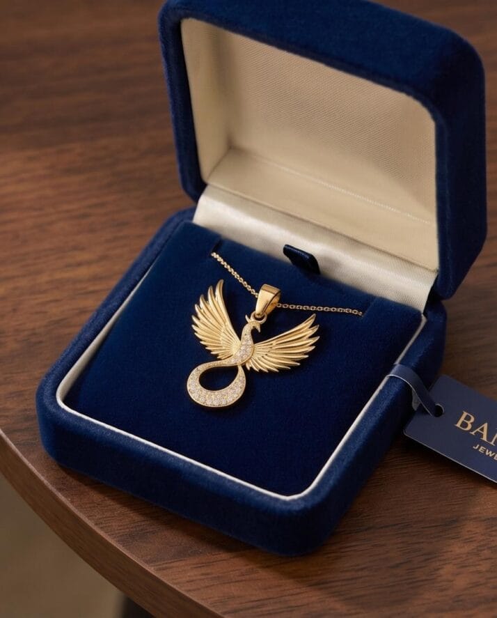 SONSUZLUK FORMLU ANKA KUŞU ALTIN KOLYE UCU - Görsel 2