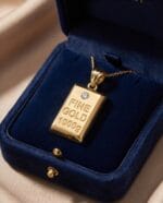 IŞILTILI KÜLÇE FORMLU ALTIN KOLYE UCU - Görsel 2