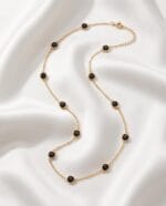 SİYAH ONİKS ETKİLİ TAŞ DETAYLI ALTIN KOLYE - Görsel 4