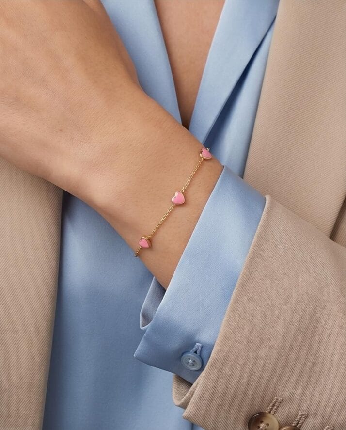 PEMBE KALP DETAYLI ALTIN BİLEKLİK - Görsel 2