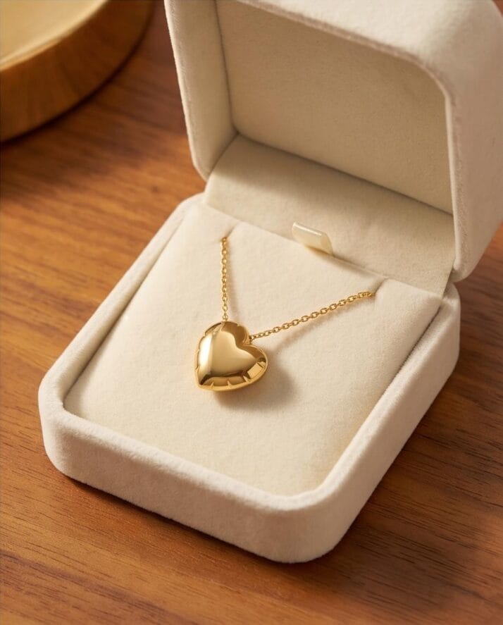 BOMBELİ MİNİMALİST KALP FİGÜRLÜ ALTIN KOLYE - Görsel 3