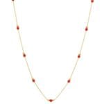 KIRMIZI BONCUK DETAYLI ALTIN KOLYE