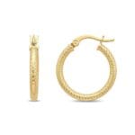 KALEM İŞLEMELİ MİNİMAL HALKA ALTIN KÜPE