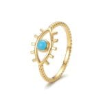 TURKUAZ TAŞLI GÖZ FİGÜRLÜ ALTIN YÜZÜK