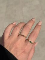 TURUNCU BAGET TAŞLI ALTIN YÜZÜK - Görsel 2