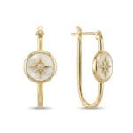 CETAŞ POLARİS BEYAZ MİNELİ KUZEY YILDIZI ALTIN KÜPE