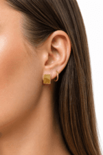 GEOMETRİK DİKDÖRTGEN TASARIM ALTIN KÜPE - Görsel 2