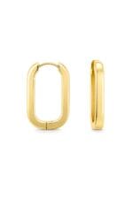 GEOMETRİK OVAL HALKA ALTIN KÜPE